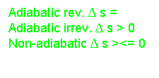 Text Box: Adiabatic rev. D s = Adiabatic irrev. D s > 0 Non-adiabatic D s ><= 0
